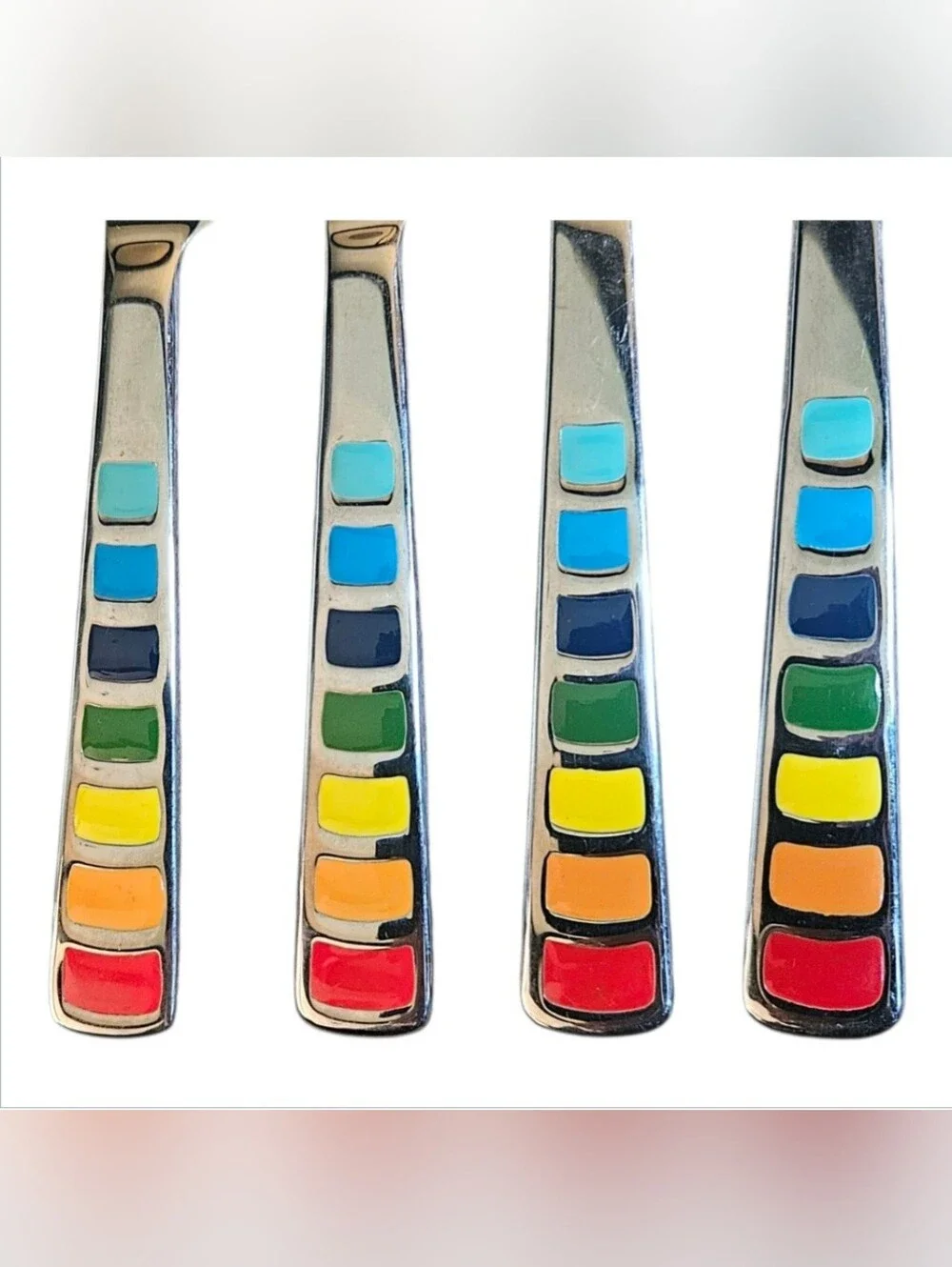 Lot Of 4 Fiestaware Masquerade Dinner Knives Stainless Enamel Replacements